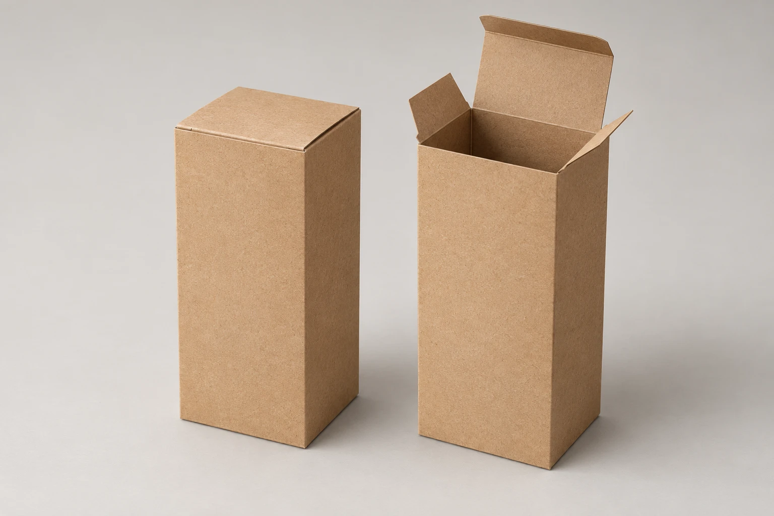 Tuck-top tea carton: closed and open paper packaging comparison