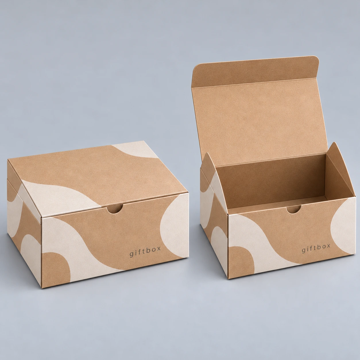 Natural kraft folding flip-top box with small giftbox lettering